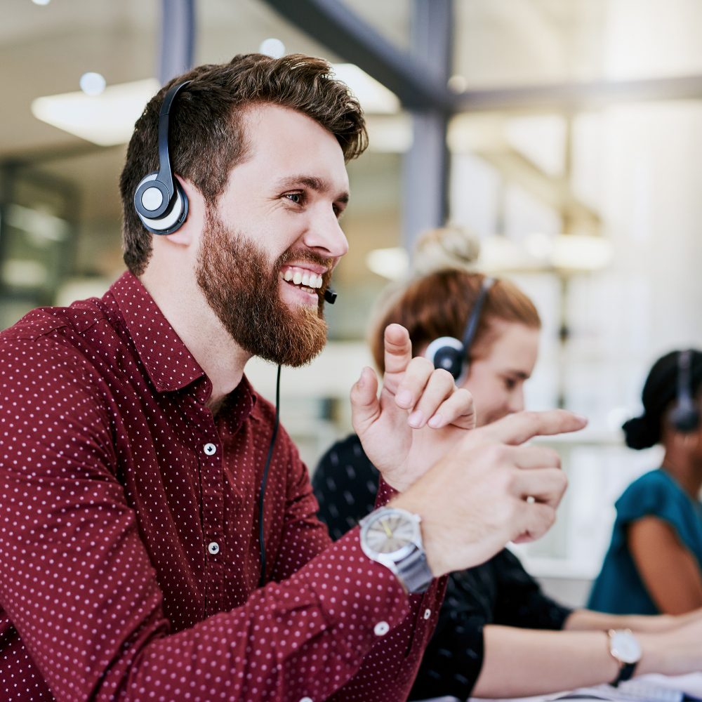 customer service agent having a phone conversation